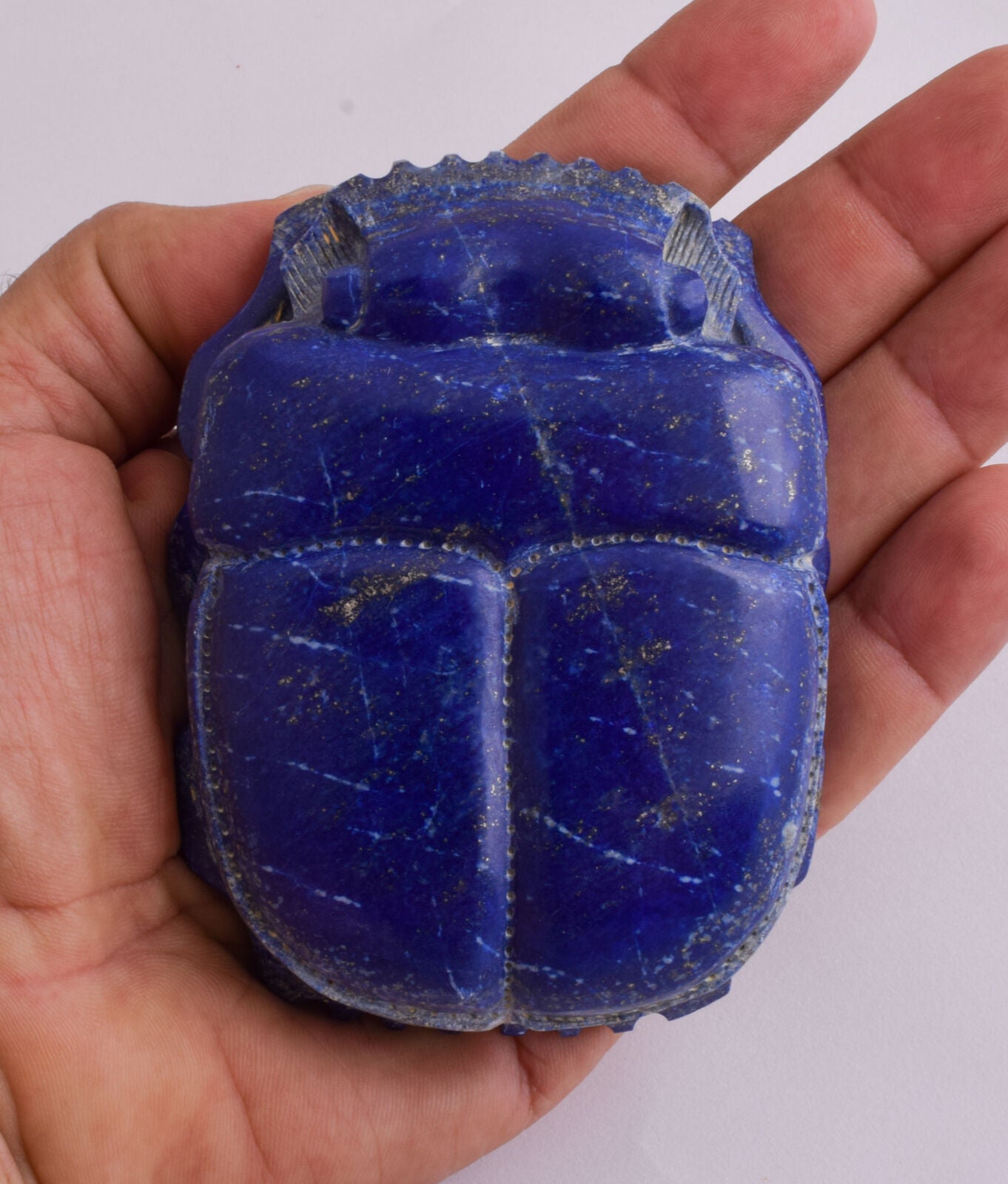 Egyptian Scarab-Carved Egyptian Lapis Lazuli Scarab- 3.6" /  343 gram