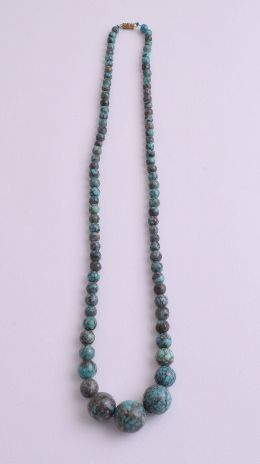 Egyptian Turquoise Spiderweb Necklace choker- round beads , 37 grams