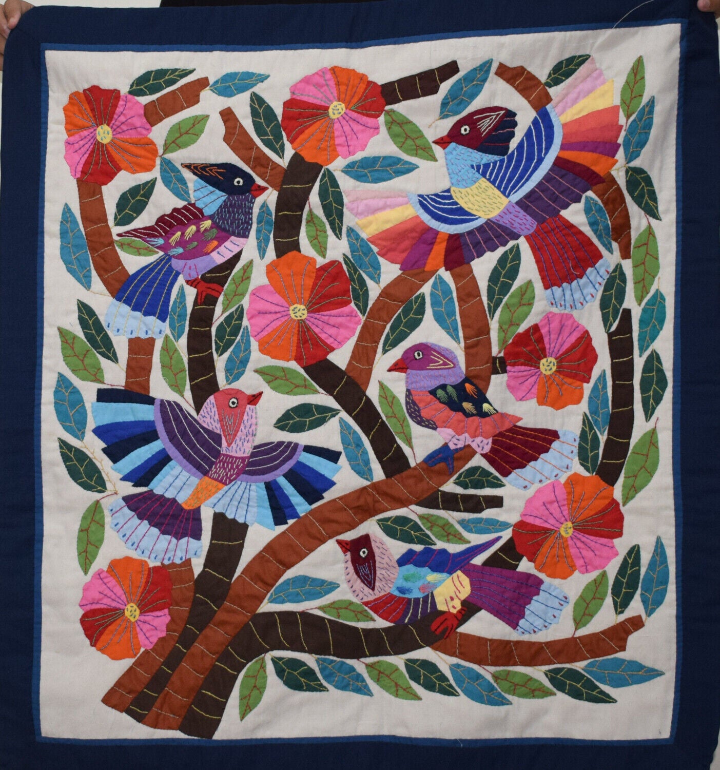 Egyptian Hand-stitched Applique Wall Hanging Tapestry Colorful Patchwork