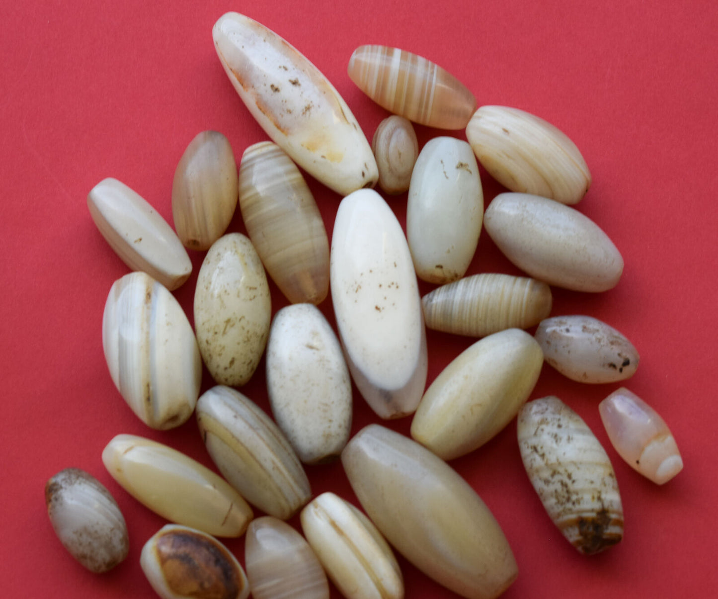 25 Antique ancient banded agate Carnelian beads-middle eastern-300 grams