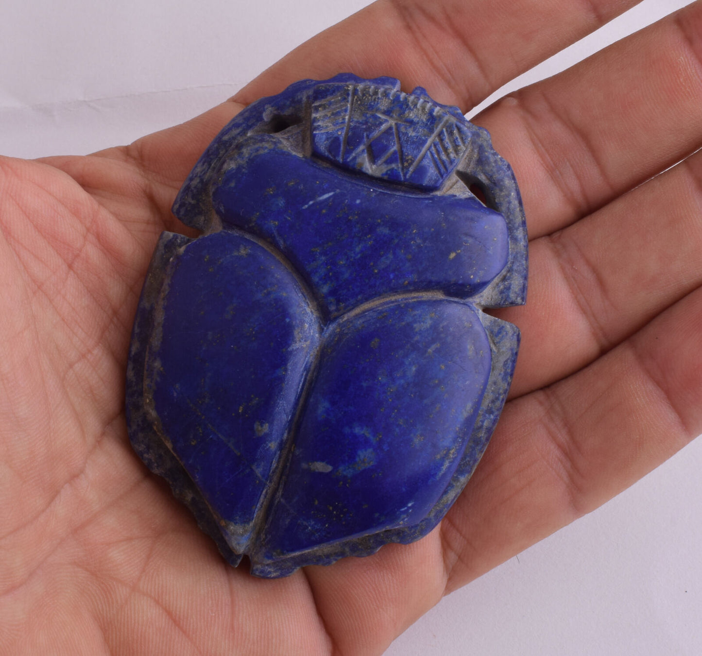 Egyptian Scarab-Carved Egyptian Lapis Lazuli Scarab- 3.1" /  126 gram