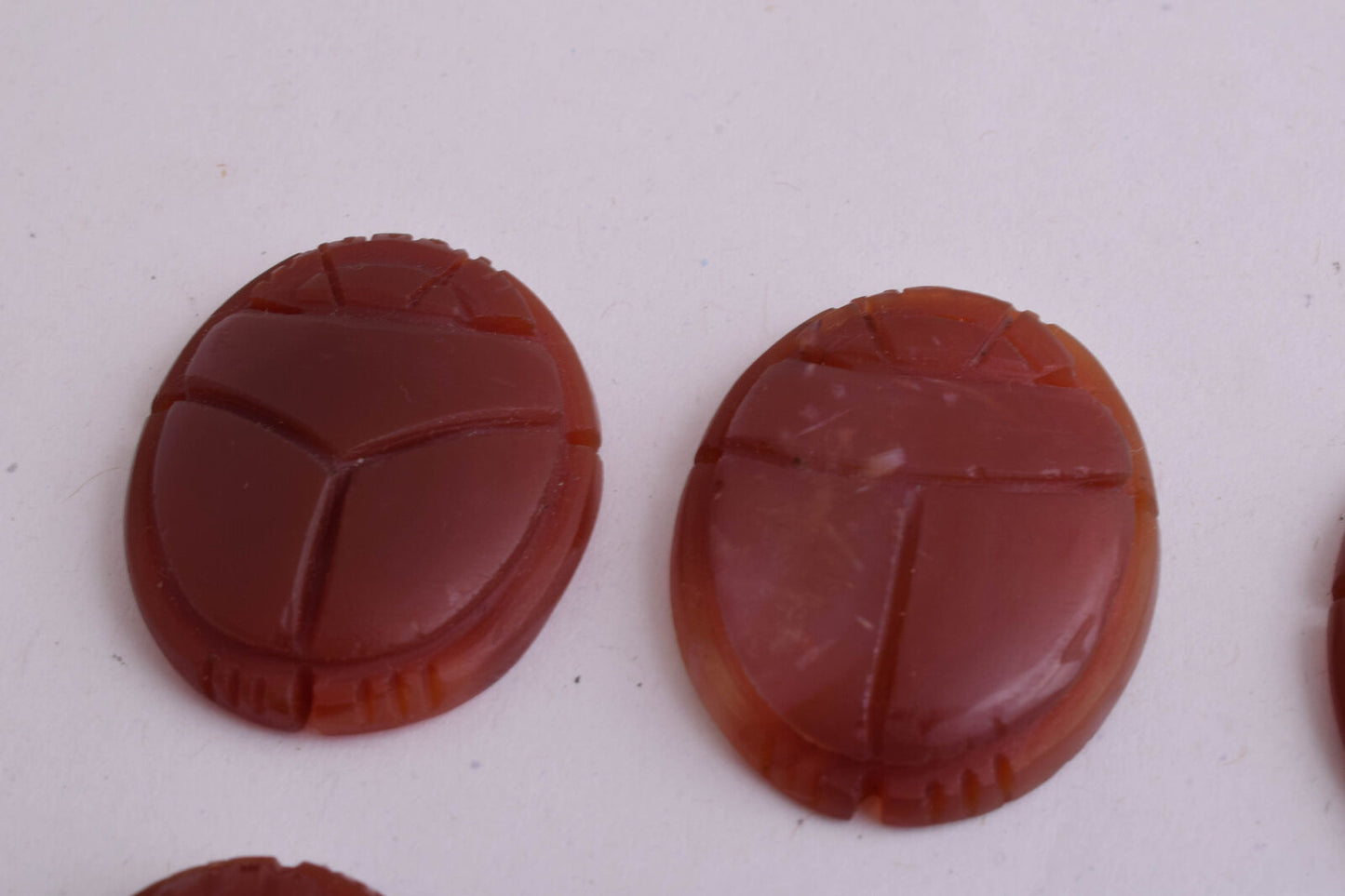 6 Egyptian Scarab-Hand Carved Egyptian Agate Scarab-Revival stone amulet