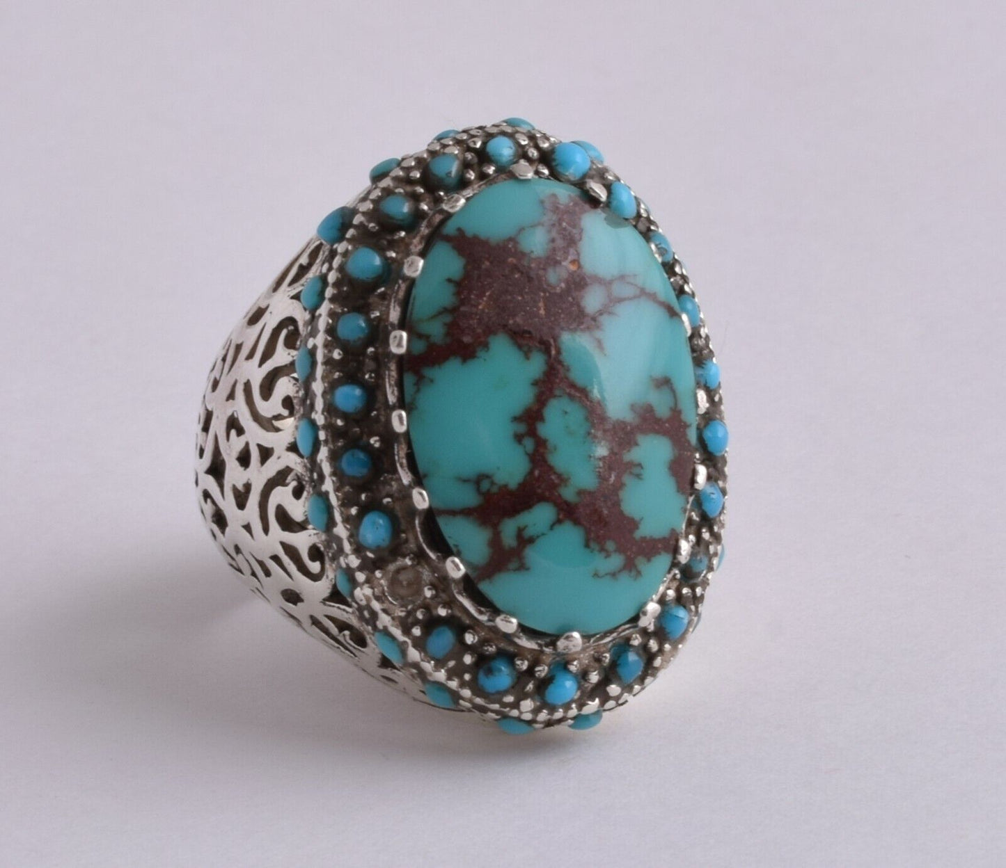 Egyptian Turquoise Sterling silver Men Ring-Middle Eastern-Spiderweb Turquoise