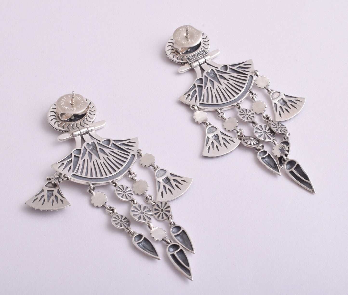 Azza Fahmy sterling silver Egyptian Lotus Chandelier Earrings-New wz Box