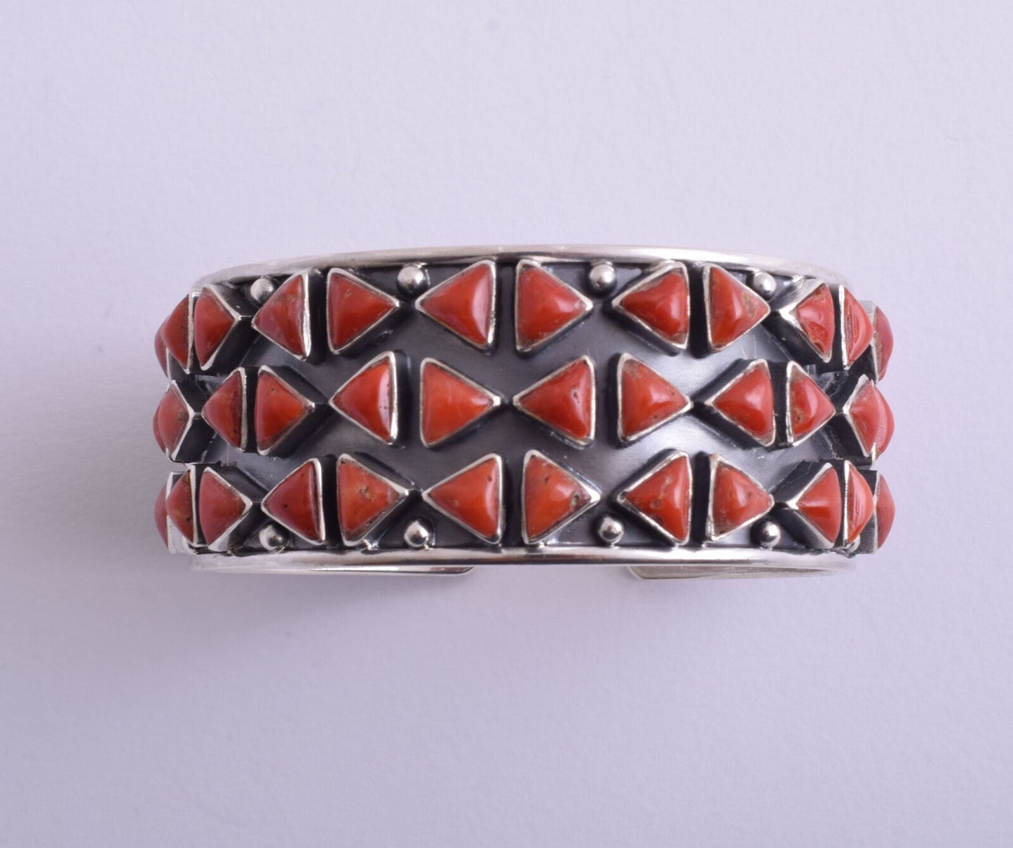 Italian natural red coral-sterling silver Cluster elegant Bracelet-79gram-Ethnic