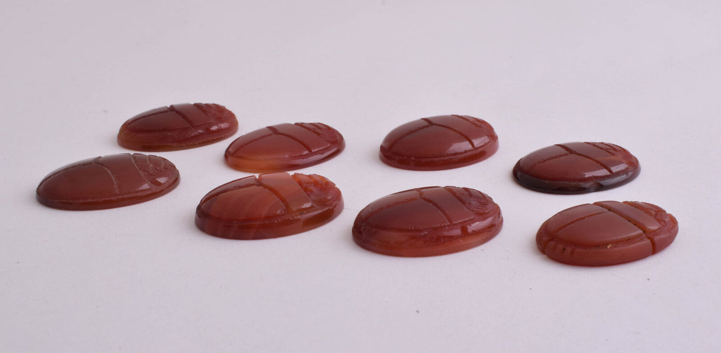 8 Egyptian Scarab-Hand Carved Egyptian Agate Scarab-Revival stone amulet