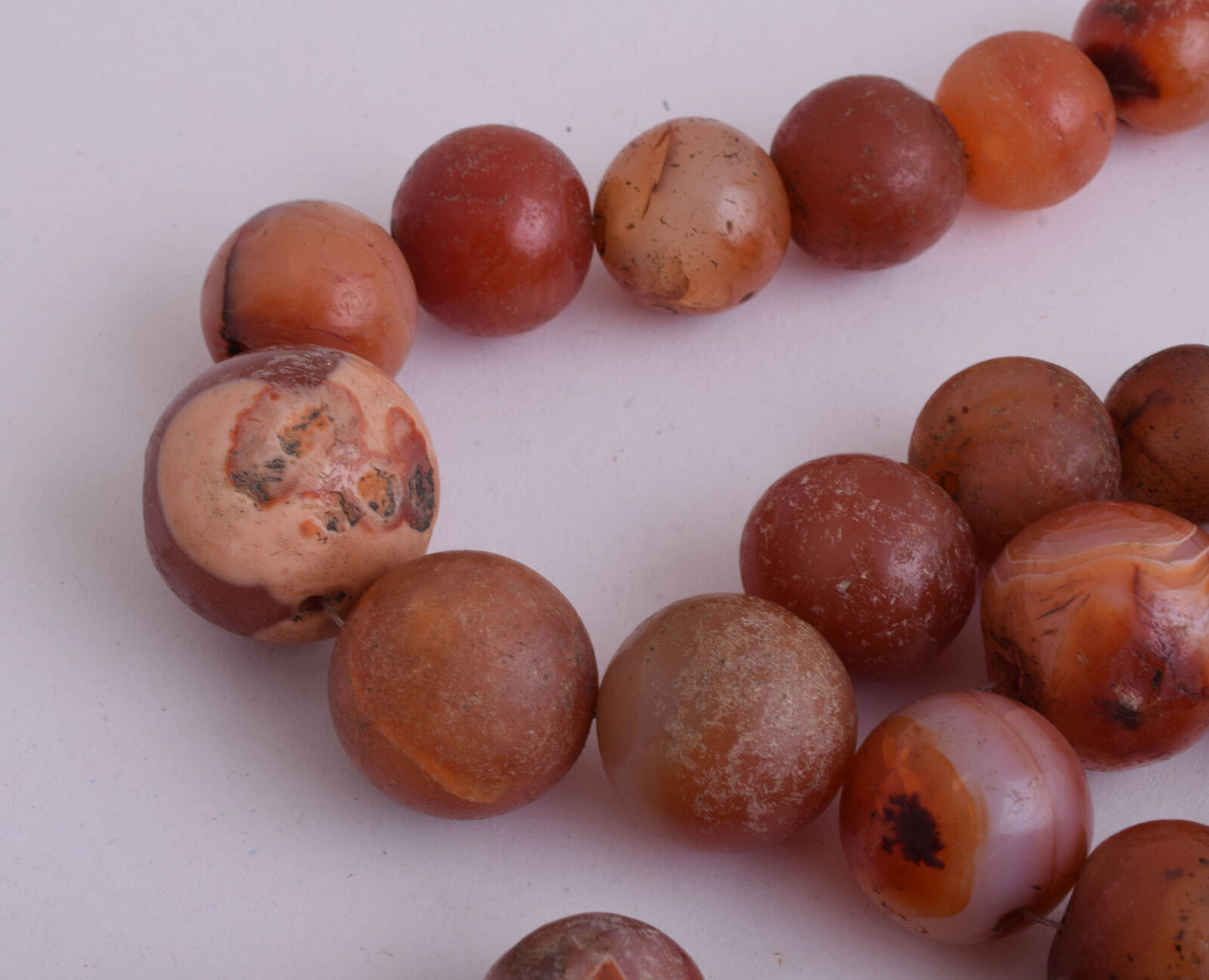 8 Antique old Carnelian round Agate beads Necklace-middle eastern