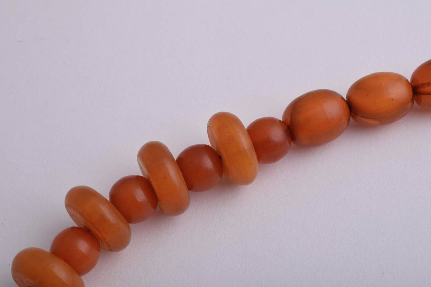 Vintage African Bakelite Amber Trade Beads-Simulated Amber Strand Necklace