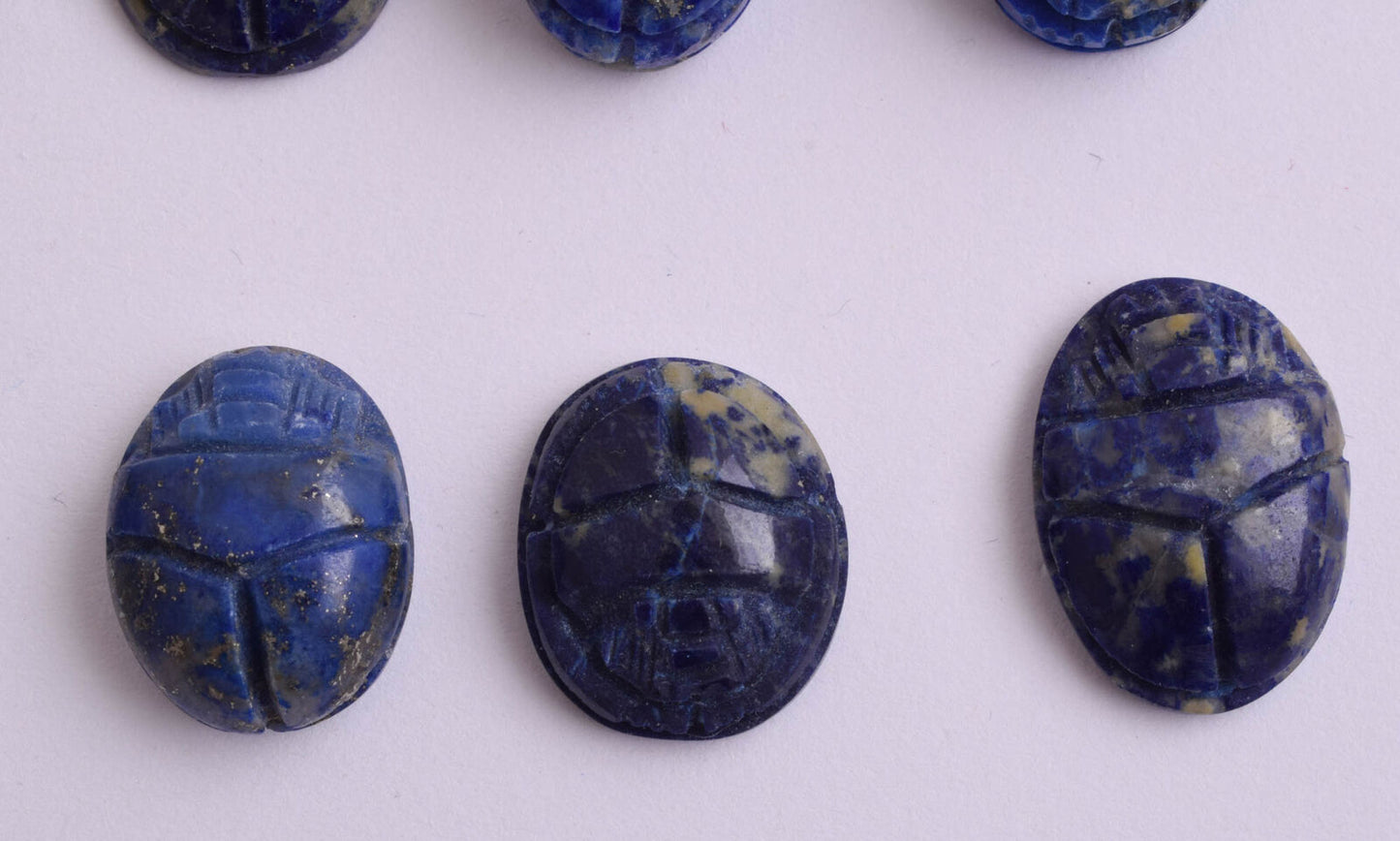 18 Egyptian Scarab-Hand Carved Egyptian lapis Lazuli Scarab-Revival stone