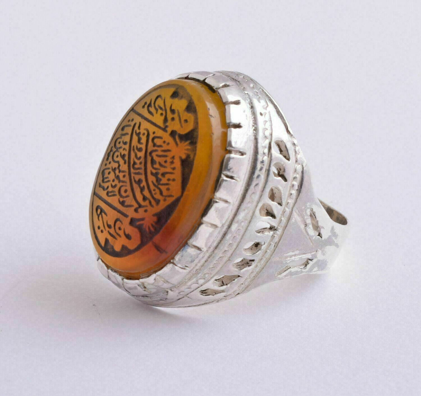 Islamic yemen- yemeni-agate aqeeq aqiq 925 Silver Men Ring- Quran-middle eastern