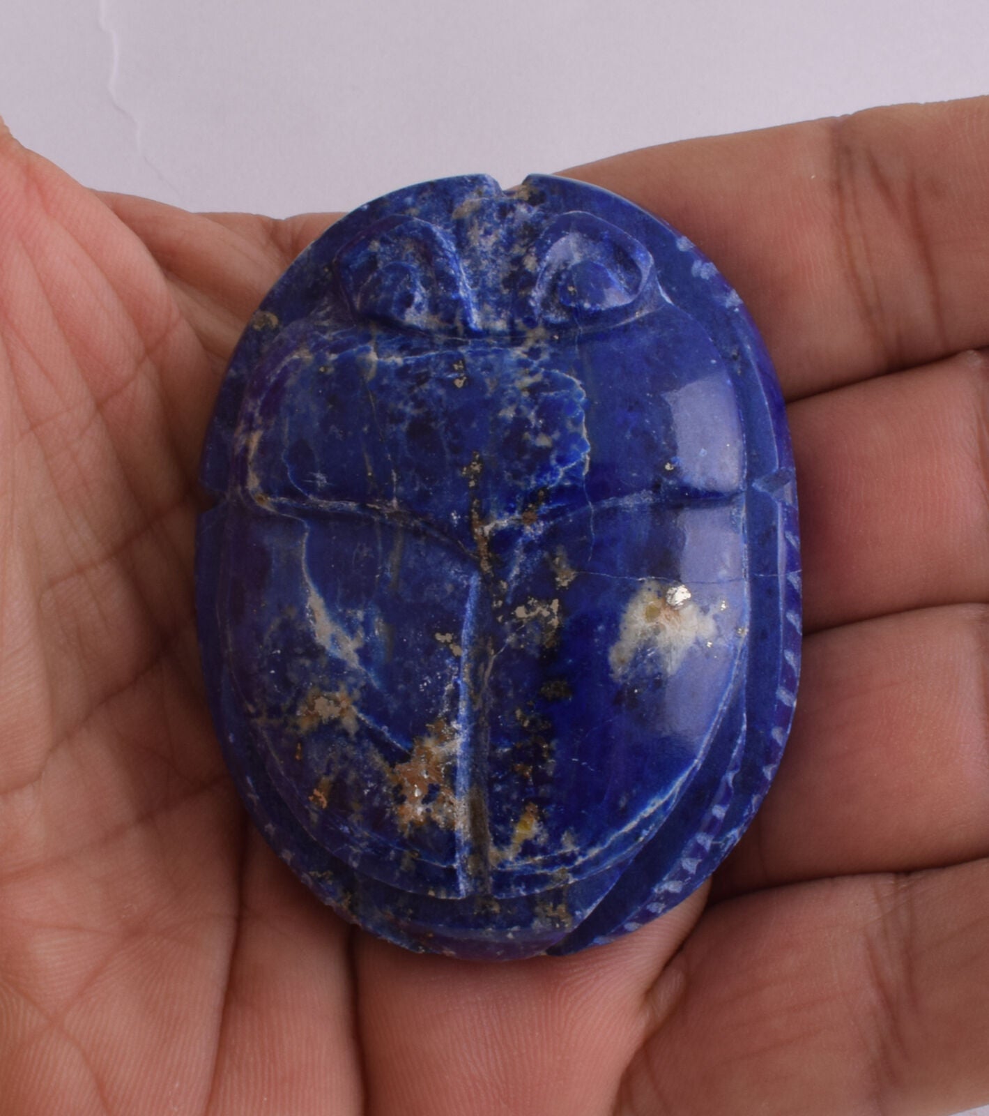 Egyptian Scarab-Carved Egyptian Lapis Lazuli Scarab- 2.5" /  128 gram