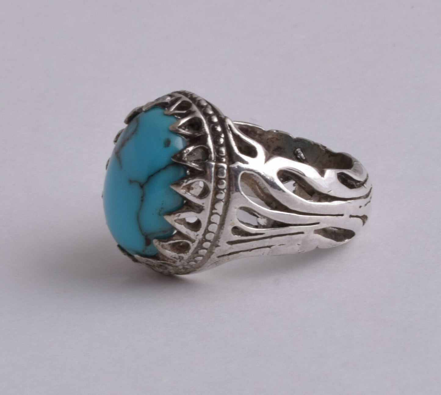 Egyptian Turquoise Sterling silver Men Ring-Middle Eastern-Clear Turquoise