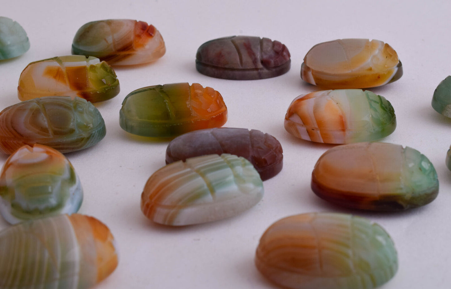 21 Egyptian Scarab-Hand Carved Egyptian Agate Scarab-Revival stone amulet