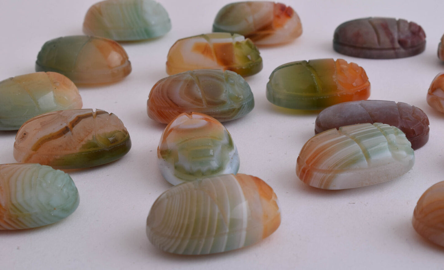 21 Egyptian Scarab-Hand Carved Egyptian Agate Scarab-Revival stone amulet