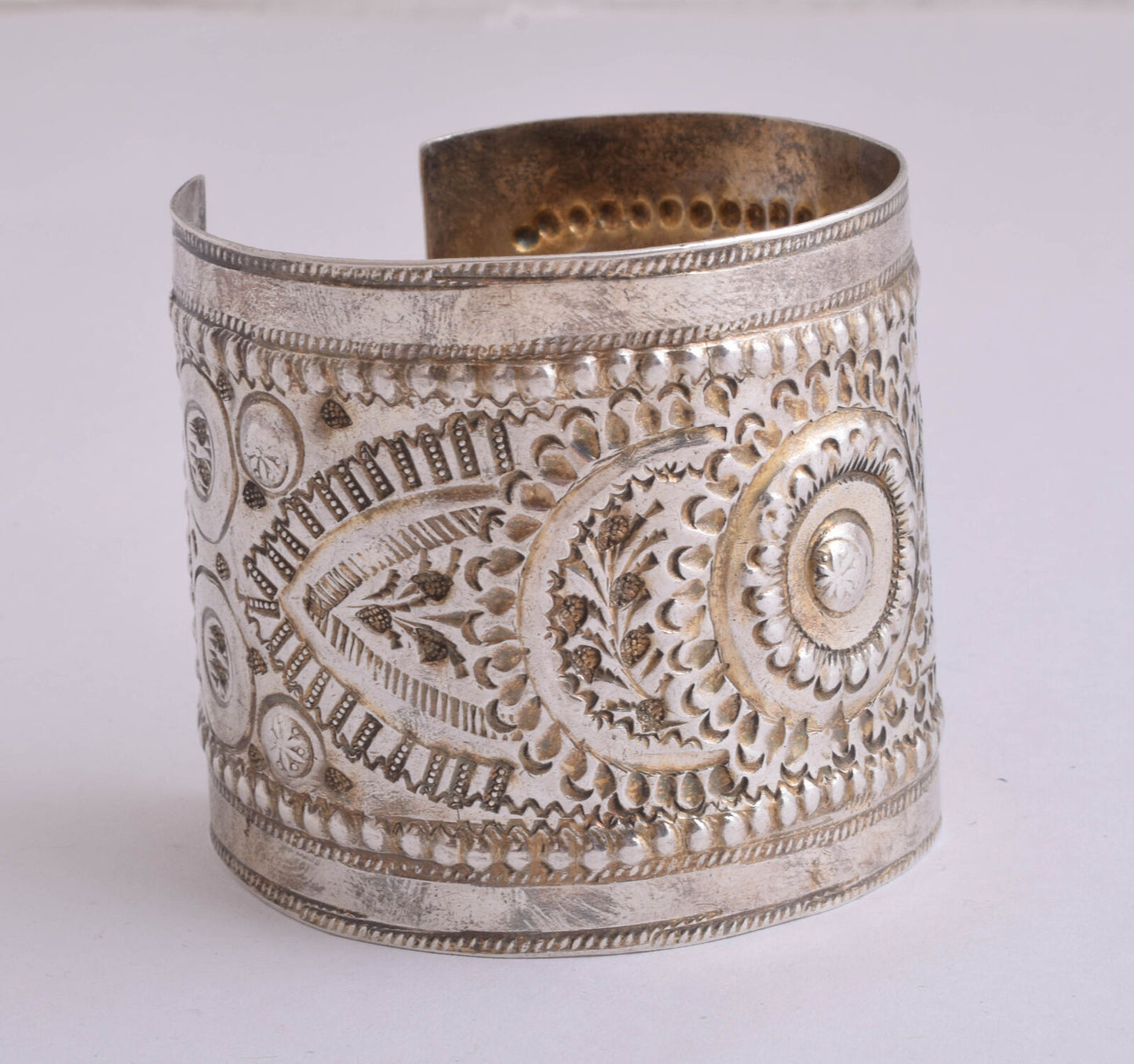 Vintage berber Bracelet-Bedouin silver ethinic hand carved bracelet Cuff-Lybia