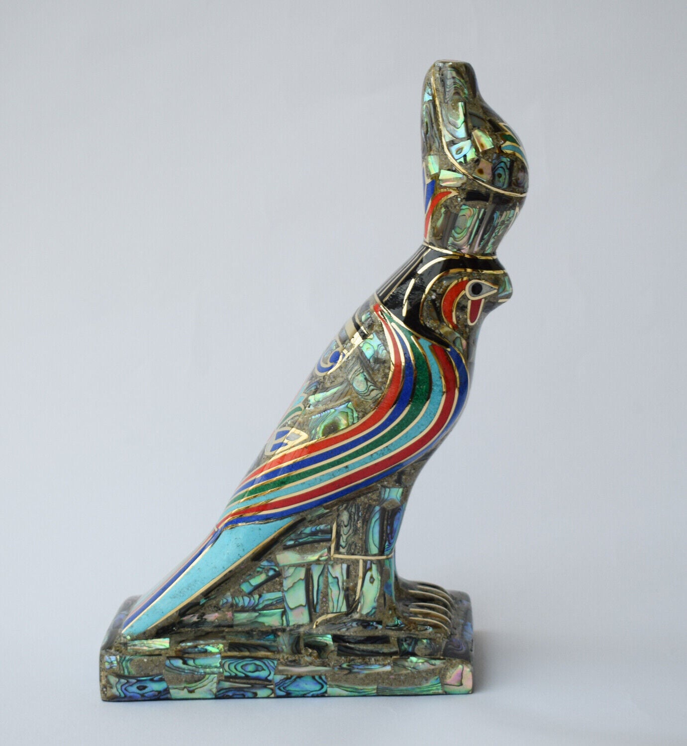 Egyptian Horus Statue-covered with Mother of Pearl-Decorative-Revival/ 8.7"