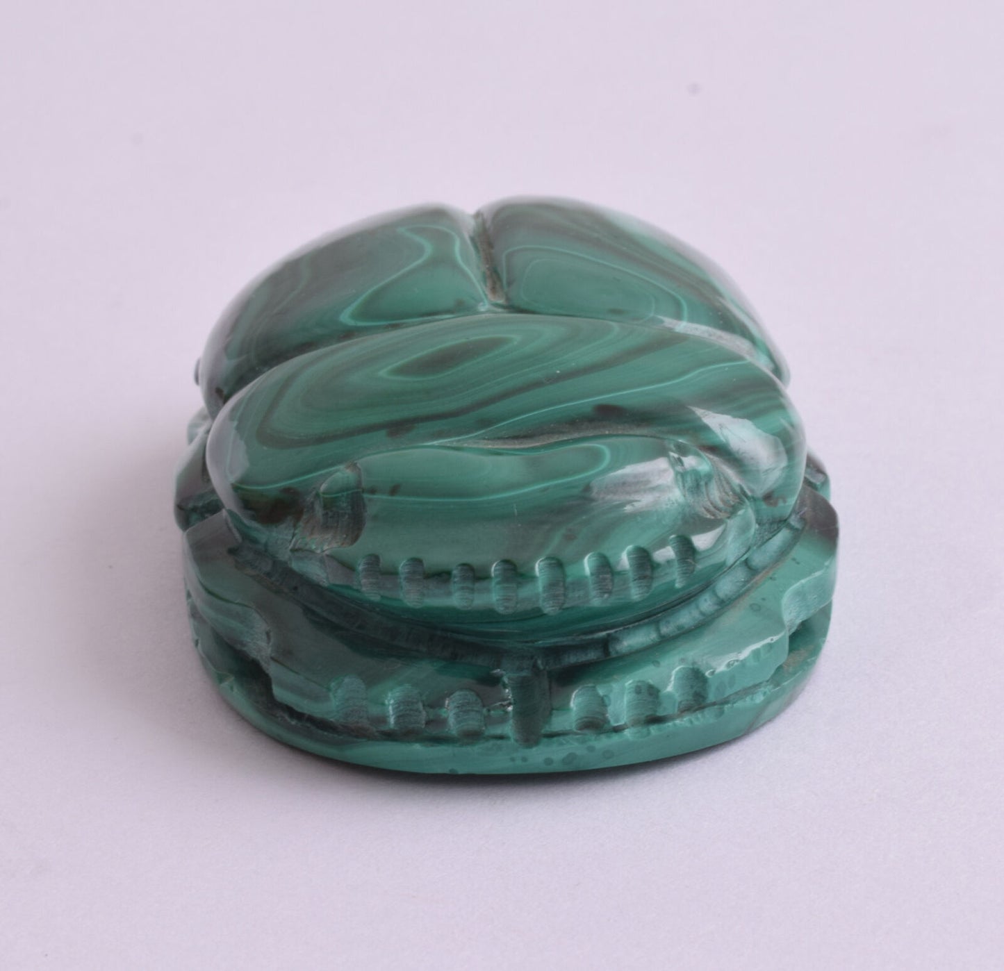 Egyptian Scarab-Carved egyptian Malachite SCARAB- 2.5" / 124 gram