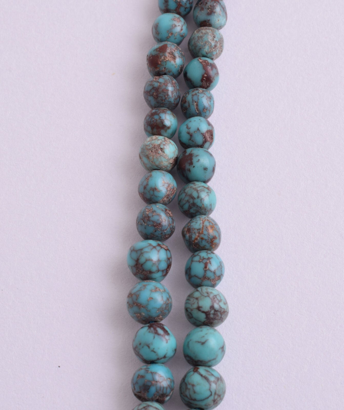 Egyptian Turquoise Spiderweb Necklace choker- round beads , 37 grams