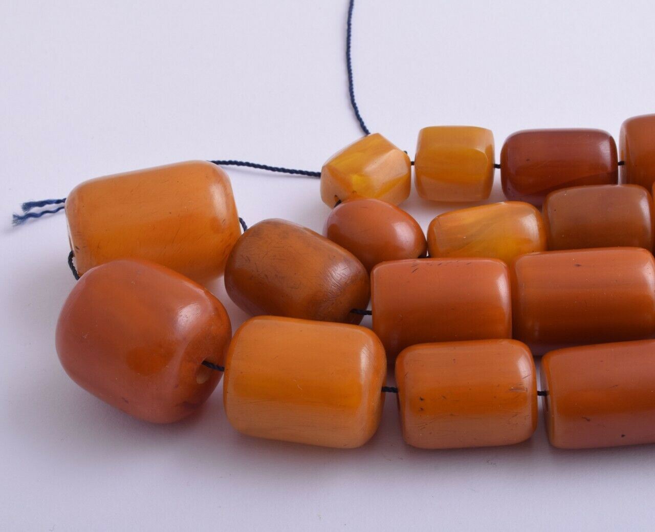 Antique German Misky Bakelite Amber /Trade Beads-Simulated Amber Strand Necklace