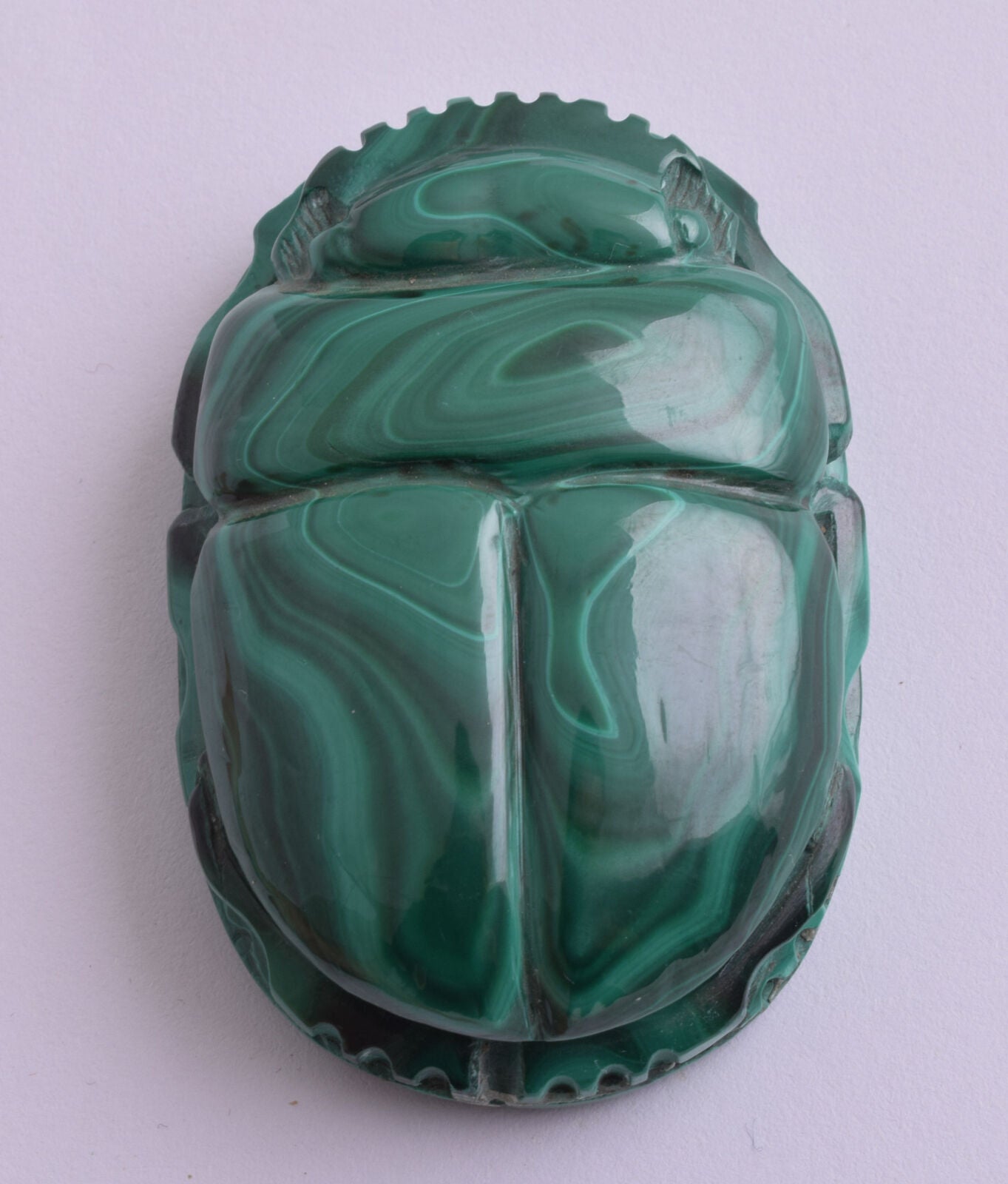 Egyptian Scarab-Carved egyptian Malachite SCARAB- 2.5" / 124 gram