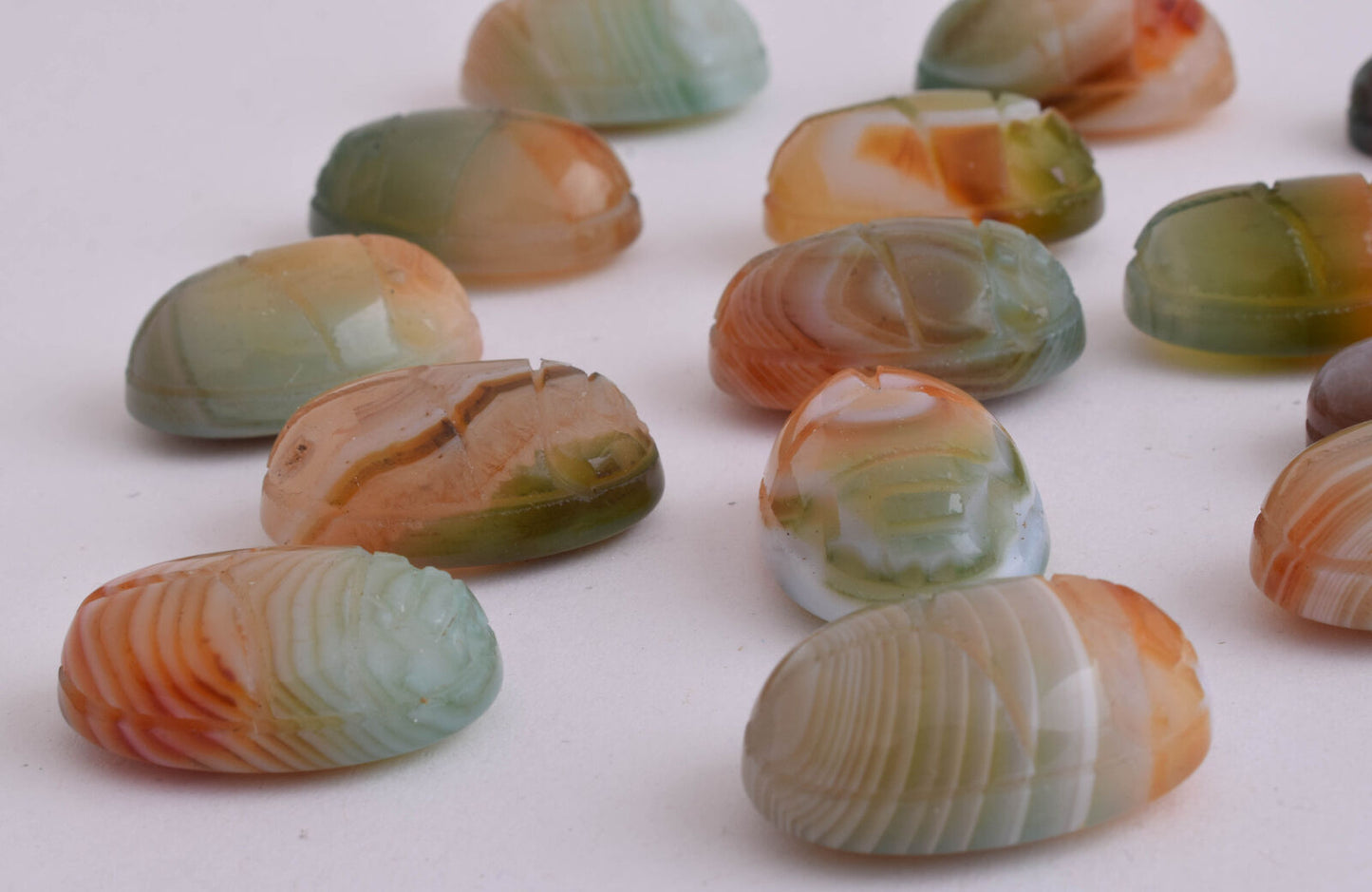 21 Egyptian Scarab-Hand Carved Egyptian Agate Scarab-Revival stone amulet