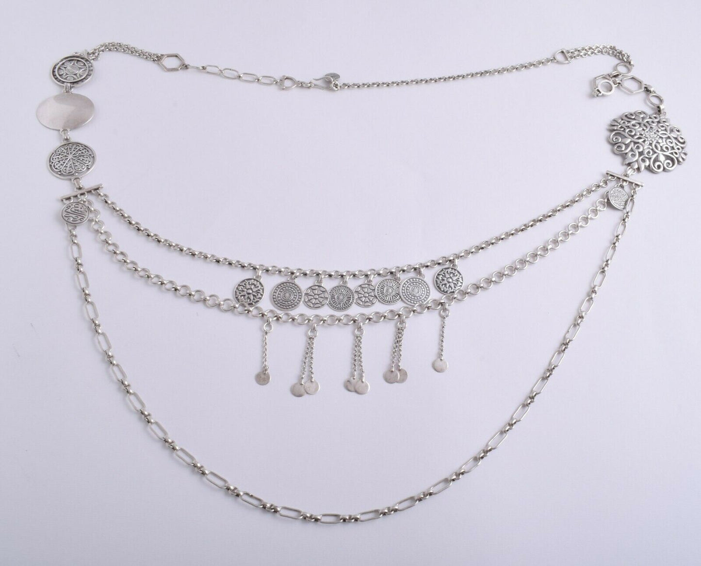 Handcrafted original vintage Azza Fahmy sterling silver long Necklace or Belt