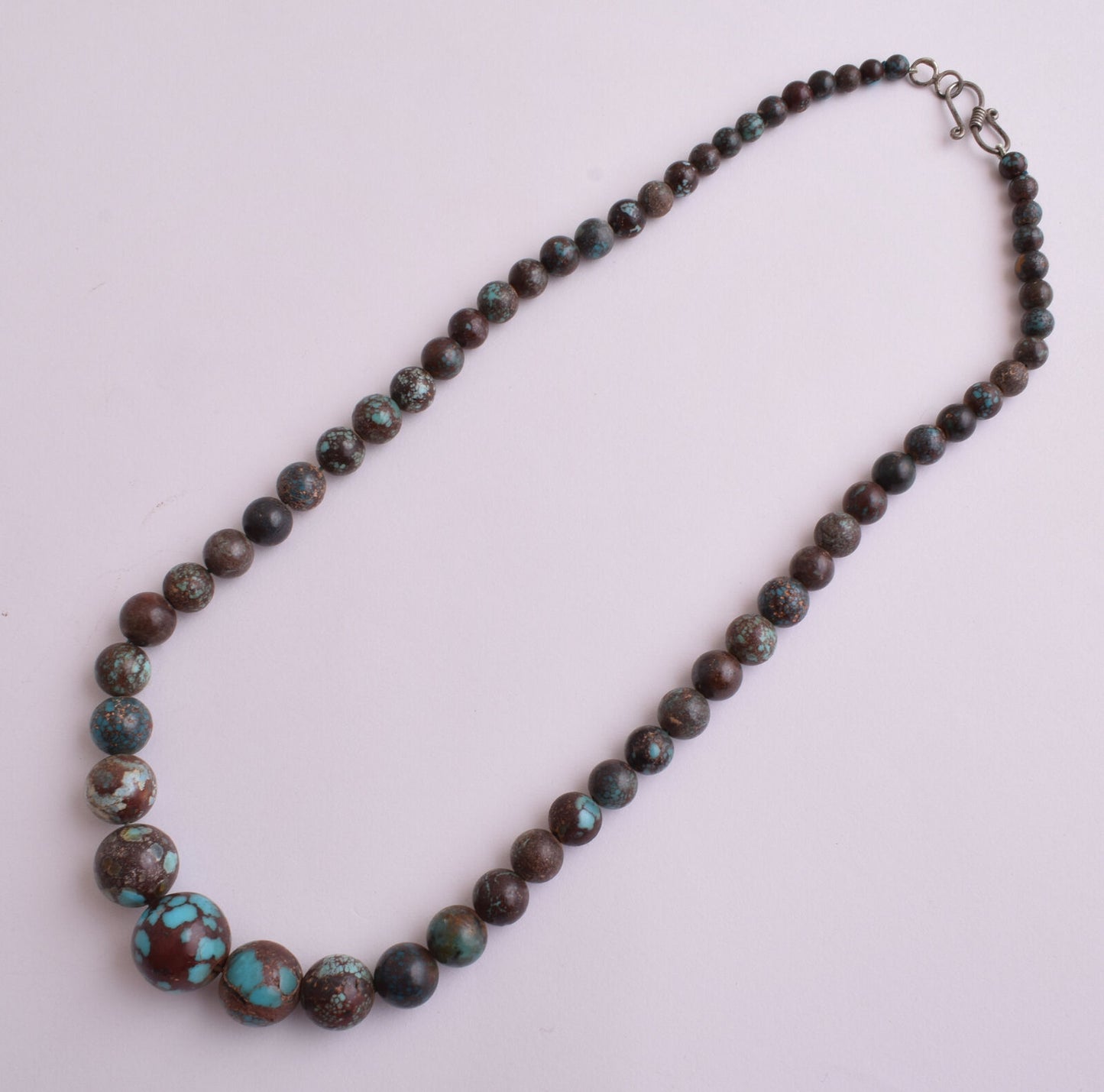 Egyptian Turquoise Spiderweb Necklace choker- round beads , 73 grams