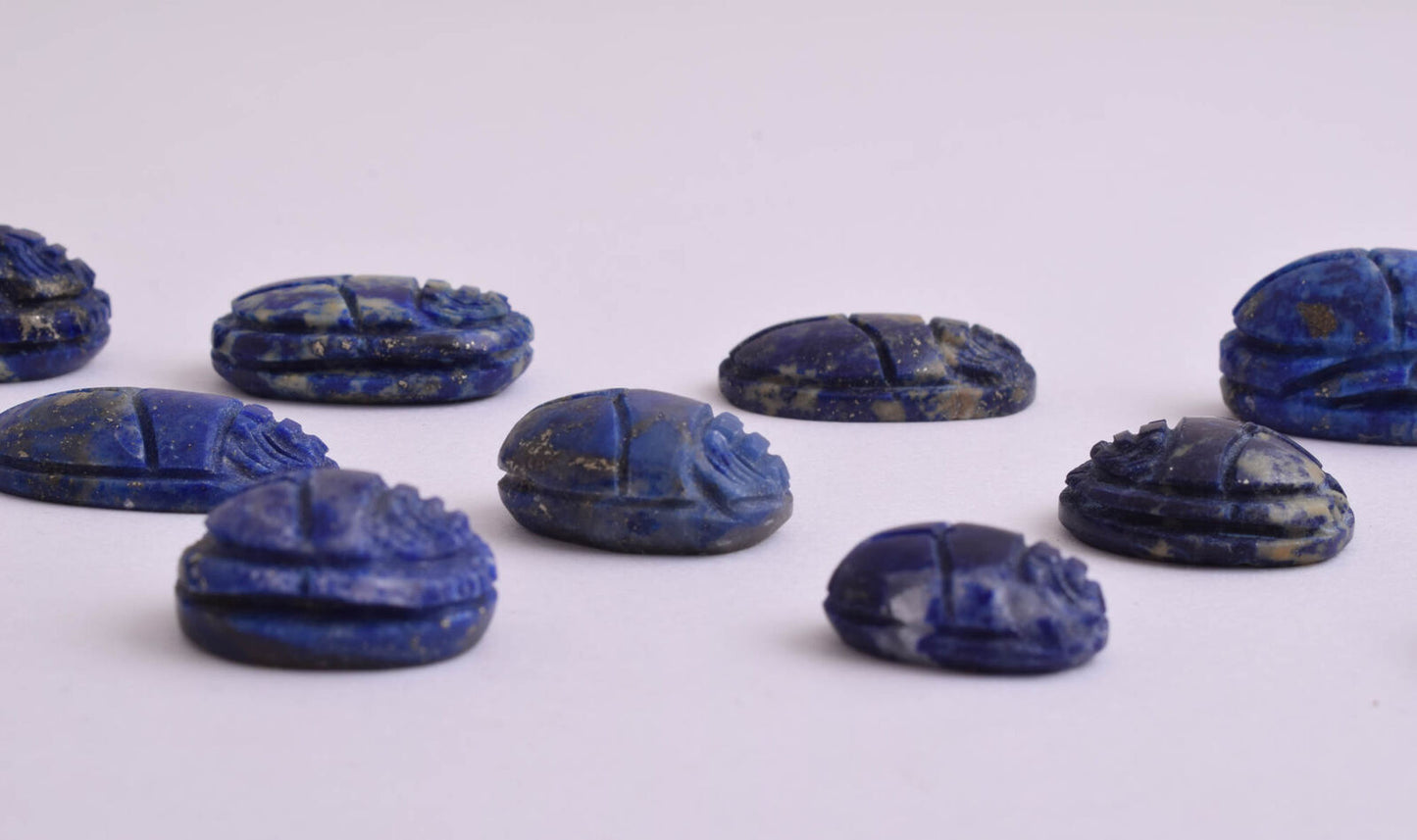 18 Egyptian Scarab-Hand Carved Egyptian lapis Lazuli Scarab-Revival stone