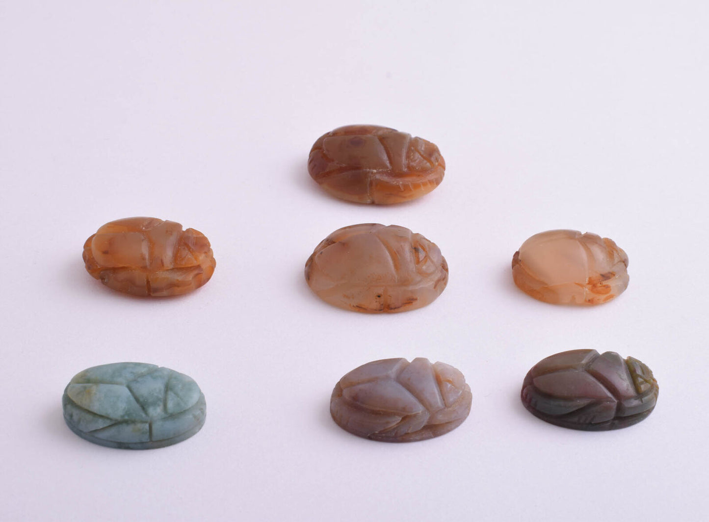 7 Egyptian Scarab-Hand Carved Egyptian Agate Scarab-Revival stone amulet