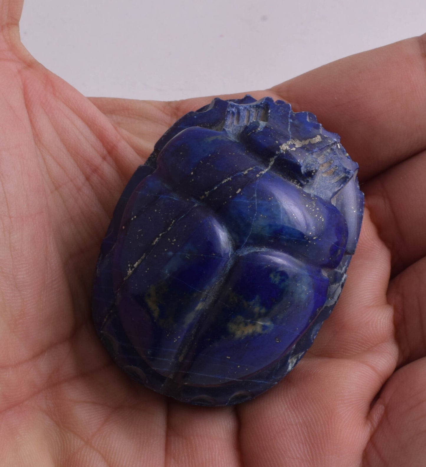 Egyptian Scarab-Carved Egyptian Lapis Lazuli Scarab- 2.3" /  143 gram