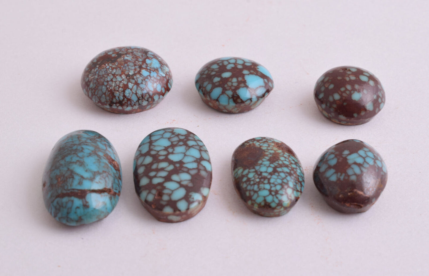 Egyptian Turquoise spiderweb Cabochon/ 7 Cab cabochon stone- 93 Carats-Lot