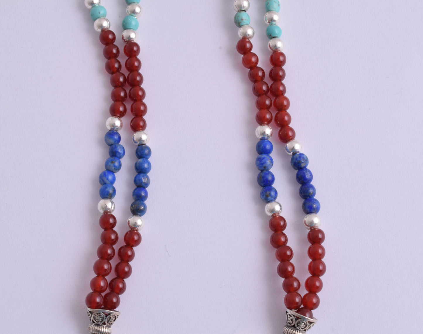 Horus Egyptian Silver Pendant Necklace, Turquoise, red coral , lapis Lazuli