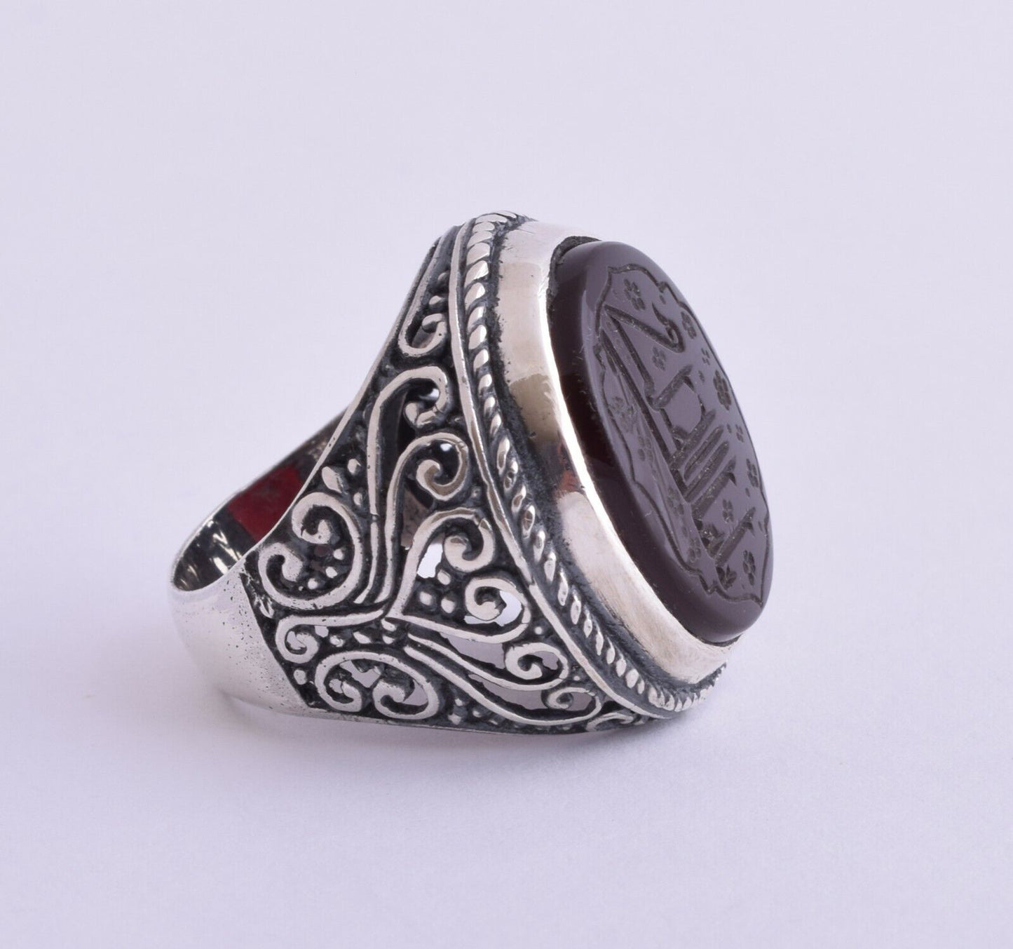 Islamic 925 sterling Silver Yemen agate aqeeq aqiq akik Men Ring-yemeni-DHL