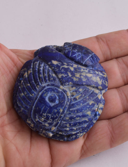 Egyptian Scarab-Carved Egyptian Lapis Lazuli Scarab- 2.7" /  163 gram