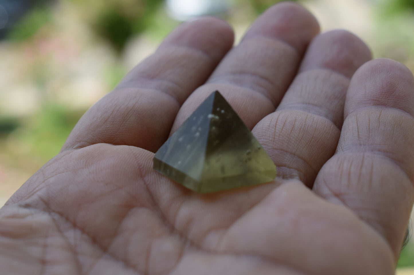 Libyan Desert Glass Pyramid-38 ct-Meteorite Tektite-asteroid impact- 0.8" Height