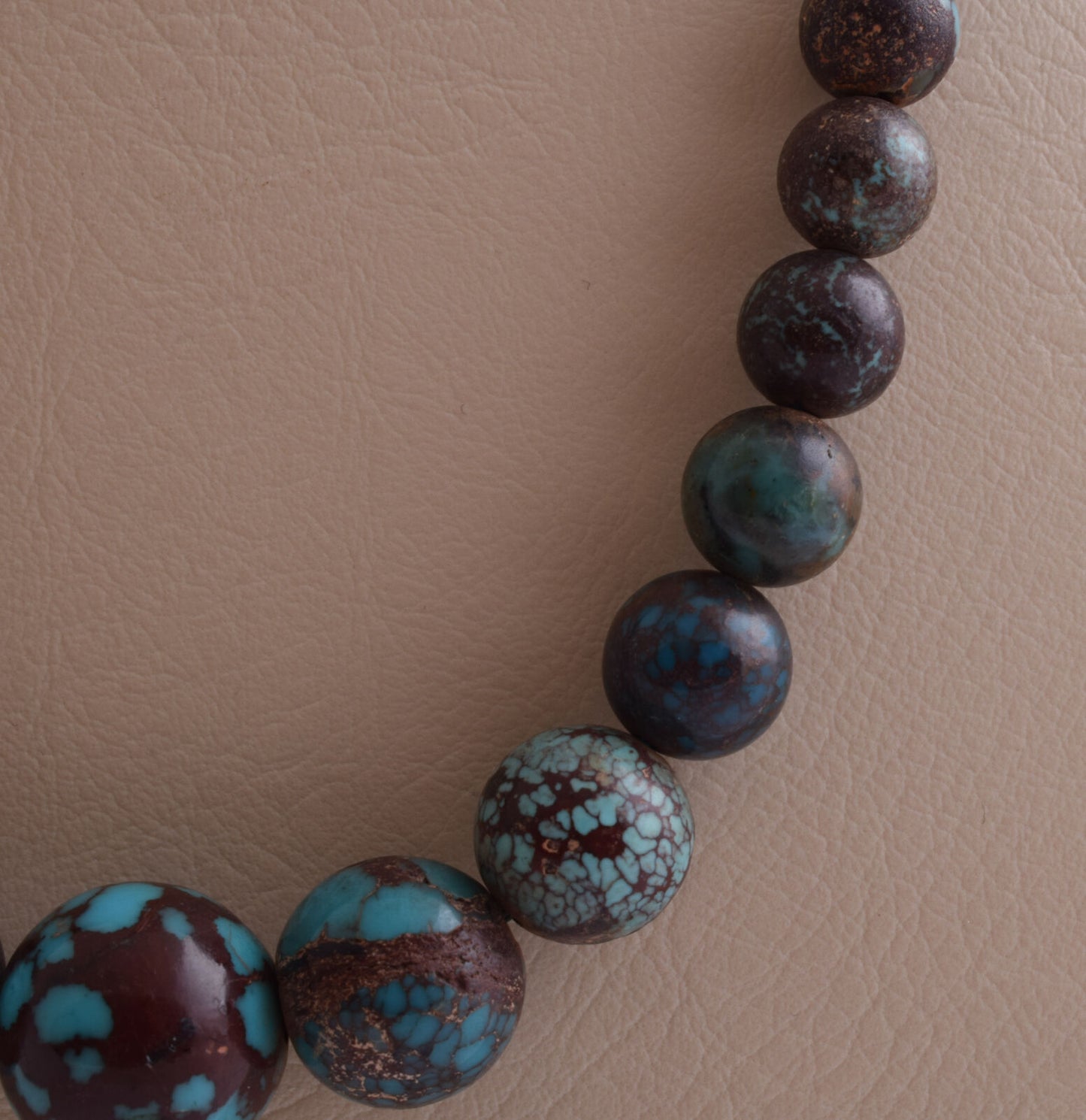 Egyptian Turquoise Spiderweb Necklace choker- round beads , 73 grams