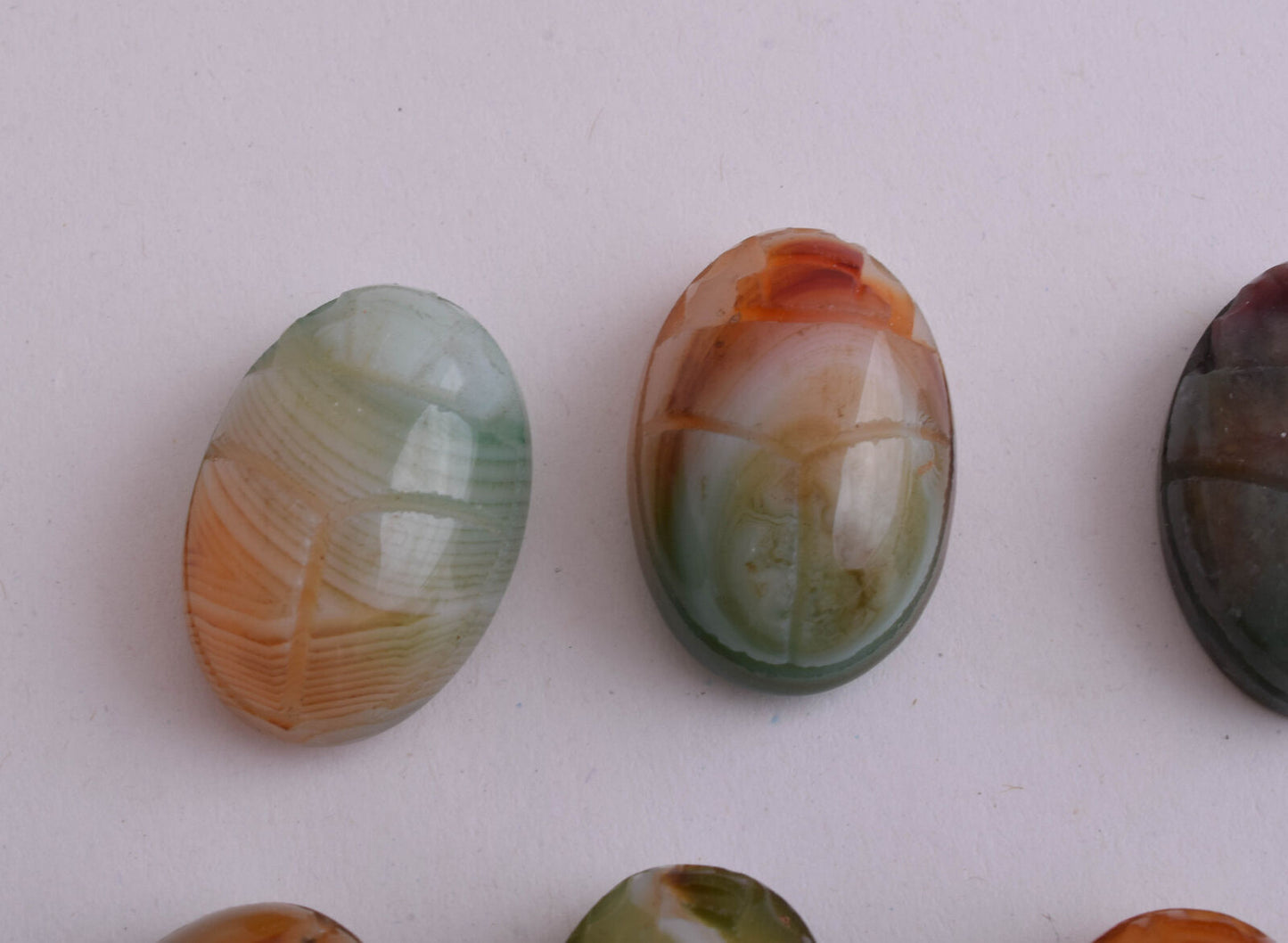 21 Egyptian Scarab-Hand Carved Egyptian Agate Scarab-Revival stone amulet