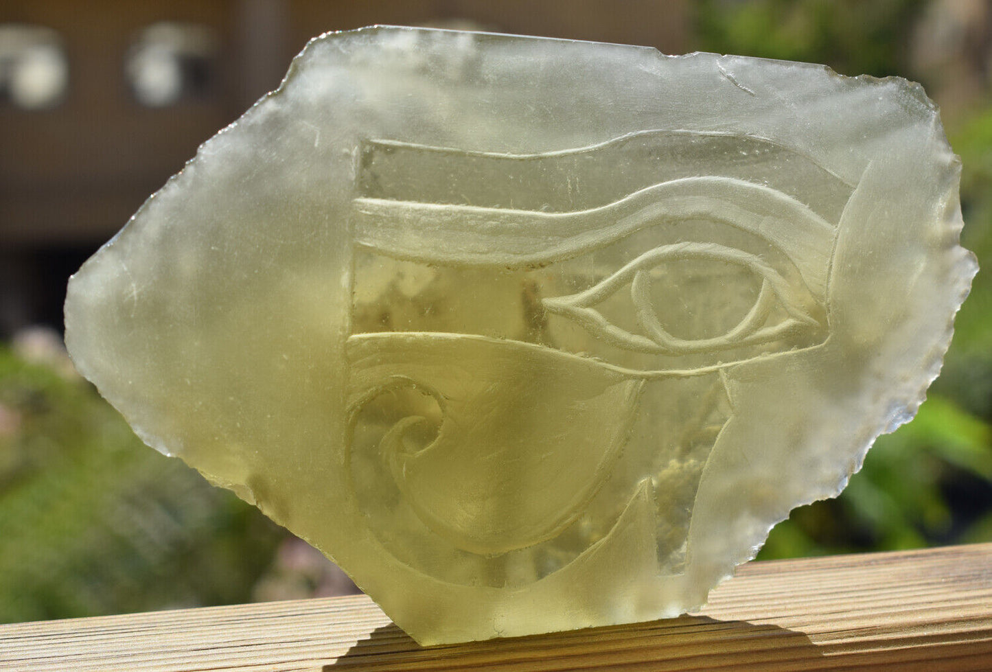 Libyan Desert glass-Eye of Horus-380 grams-Hand carved-Egypt-asteroid impact