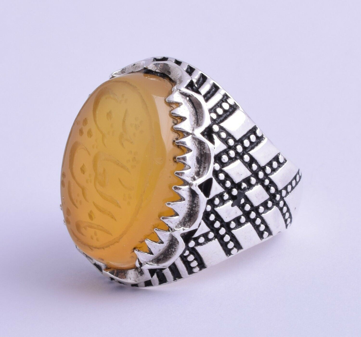 Islamic 925 Silver agate aqeeq aqiq Men Ring-yemen- yemeni- middle eastern-DHL