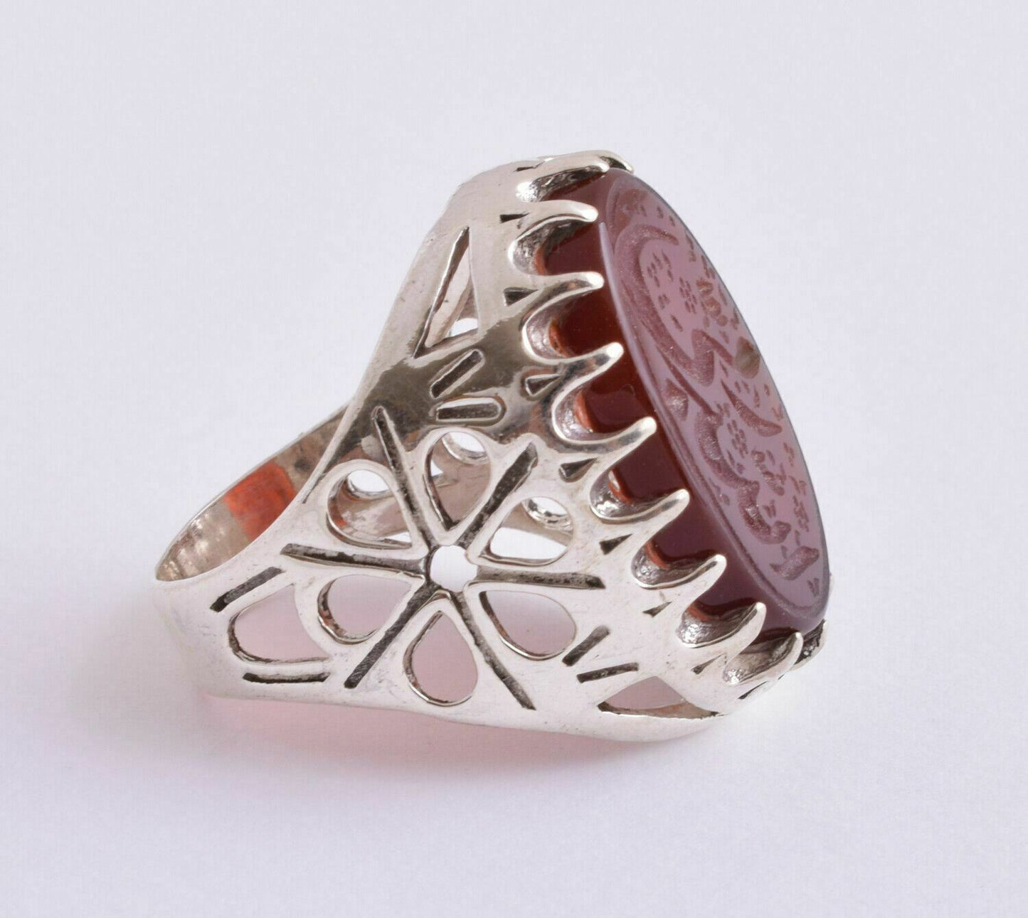 Islamic yemen- yemeni-agate aqeeq aqiq 925 Silver Men Ring- Quran-middle eastern