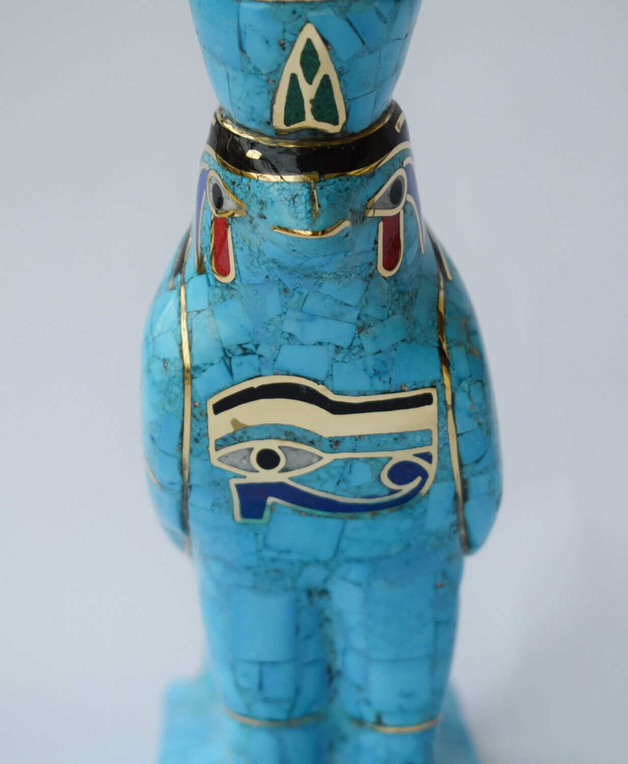 Egyptian Horus Statue-Blue inlay-Collectible Decorative-Revival/ 8.7"