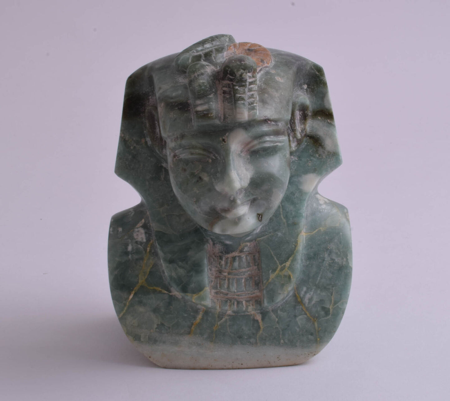 Egyptian King Tut Jasper Bust Statue-Hand Carved solid Jasper stone- +1000 grams