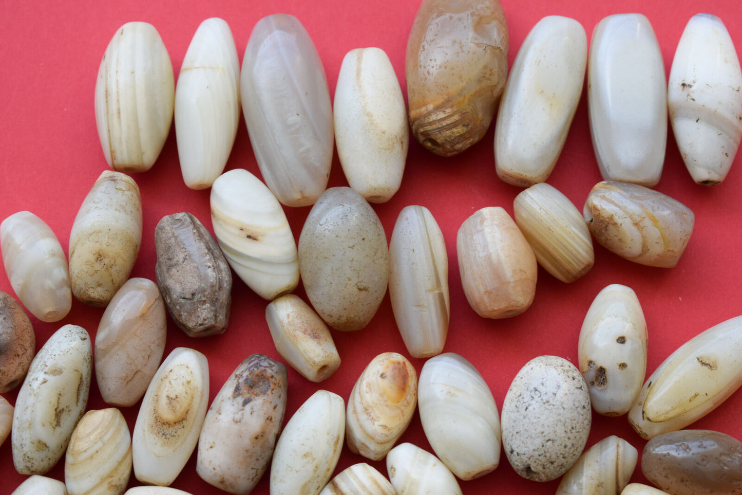 51 Antique ancient banded agate Carnelian beads-middle eastern-400 grams