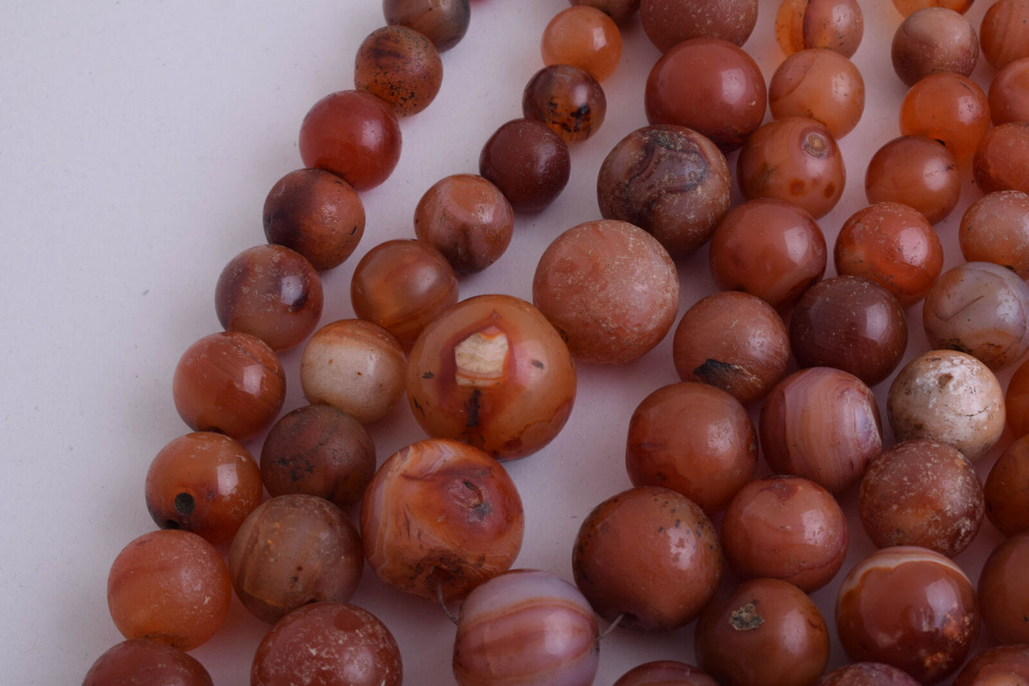 8 Antique old Carnelian round Agate beads Necklace-middle eastern