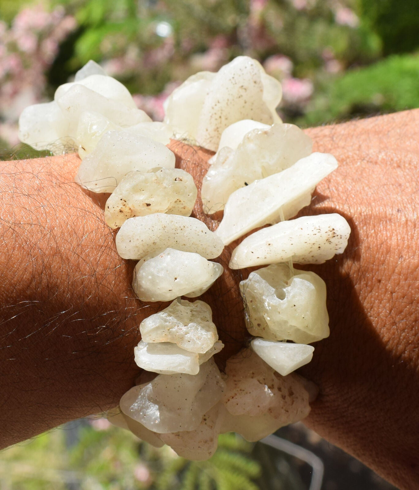 2 Libyan Desert glass Bracelets, rough desert glass-asteroid impact-169 grams