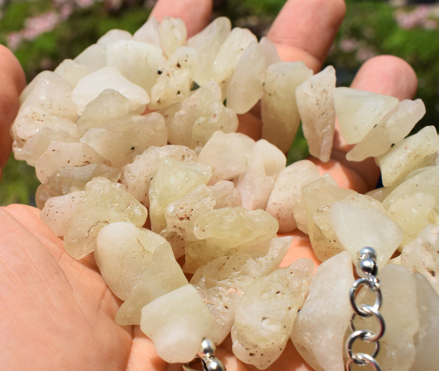 Libyan Desert glass Necklace, rough desert glass from asteroid impact-210 grams