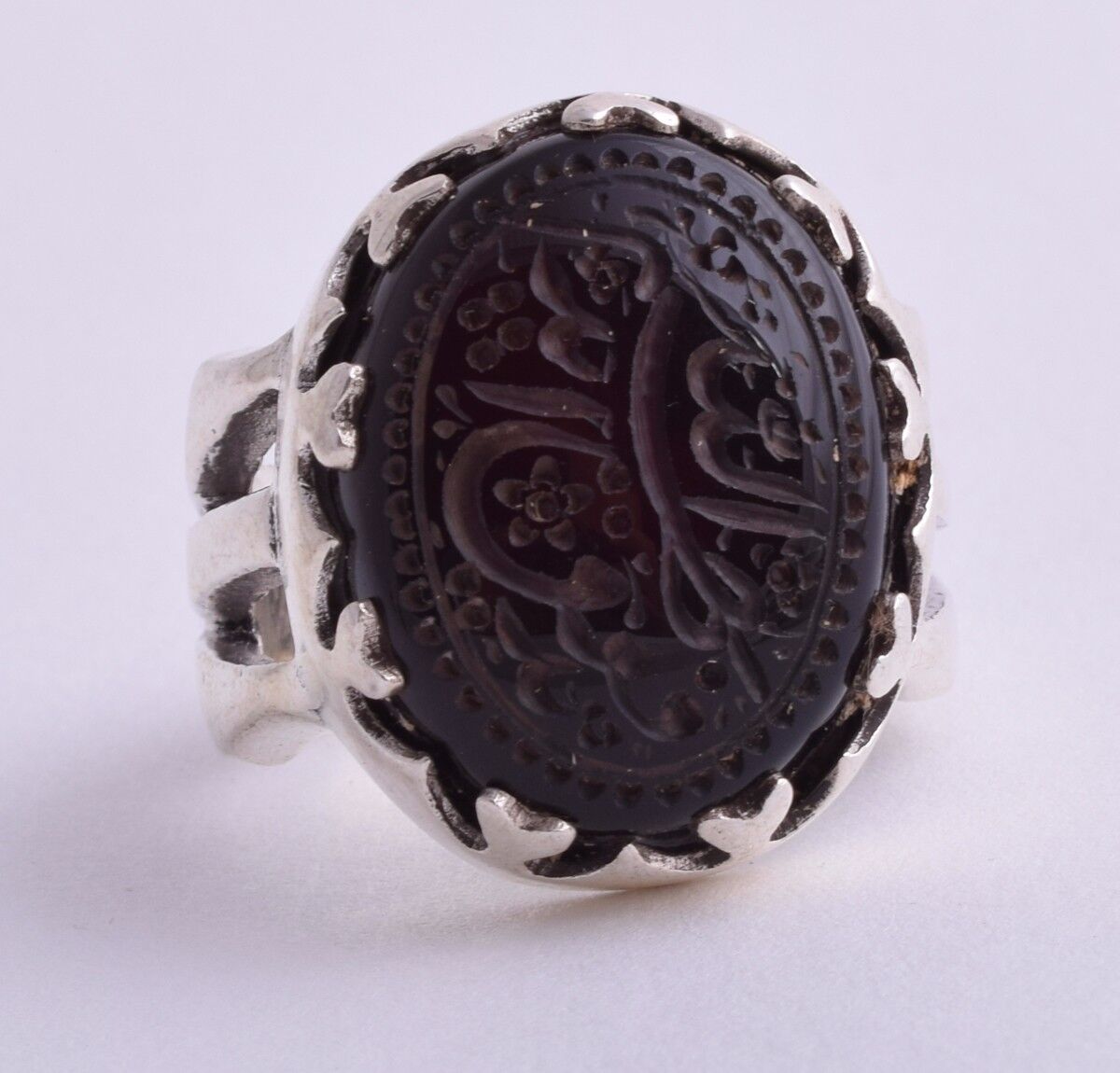 Yemeni Yemen kabdi Islamic agate aqeeq aqiq Silver Men Ring- عقيق كبدي-DHL