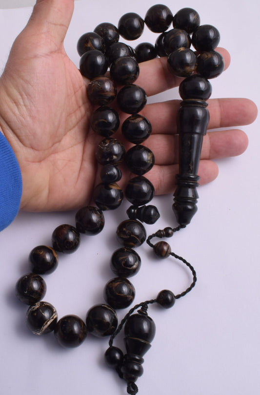 Black coral Islamic Prayer Beads-ُTasbih Worry Beads-20X20mm-216 grams-يسر