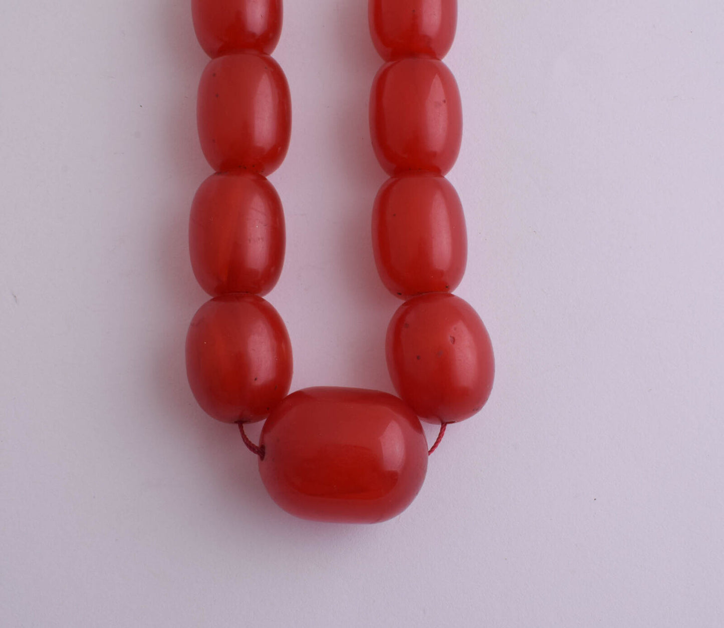 Vintage Red Bakelite necklace Beads-light cherry amber graduated bead-125 gram