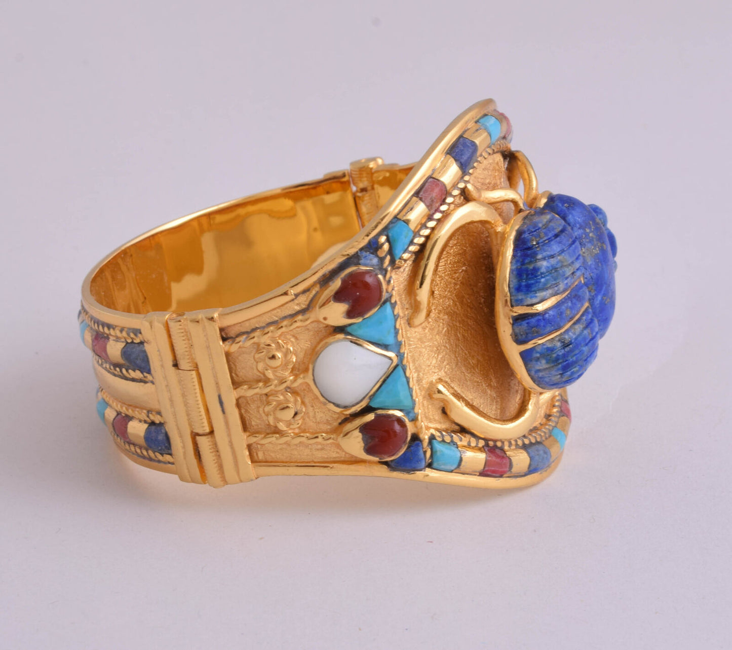 Scarab Bracelet of King Tut-Tutankhamun-Egyptian Revival Lapis Scarab Bangle